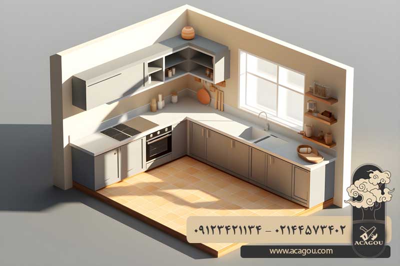 ‎مدل کابینت آشپزخانه کوچک ال