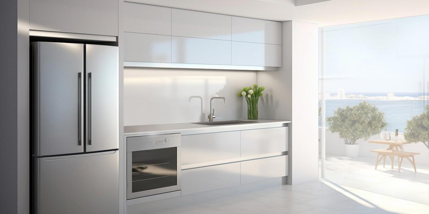 بنر کابینت هایگلاس سفید طوسی