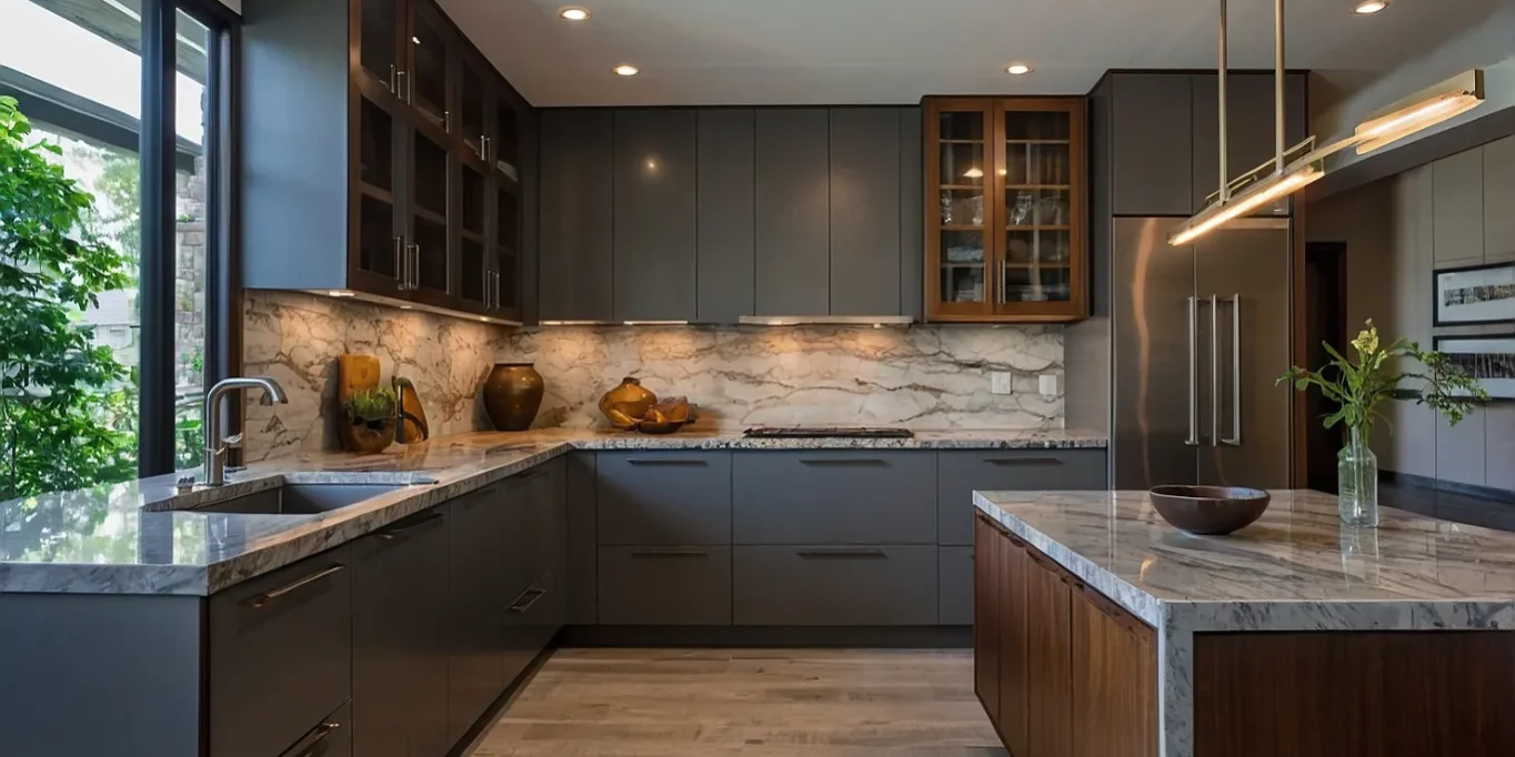 بنر کابینت طوسی قهوه ای