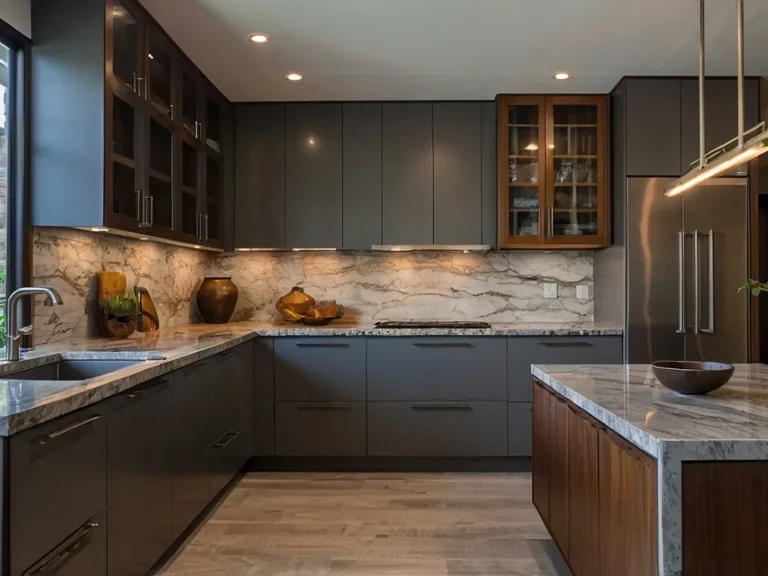 بنر کابینت طوسی قهوه ای