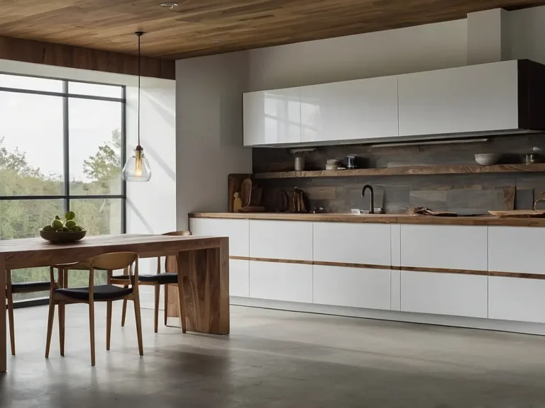 بنر کابینت سفید و رنگ چوب