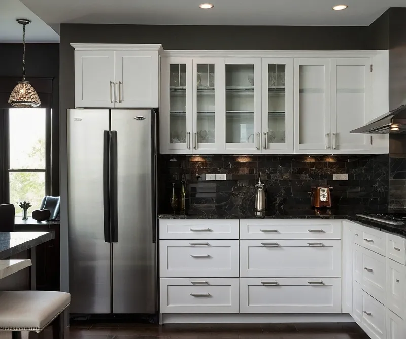 کابینت سفید با سنگ مشکی