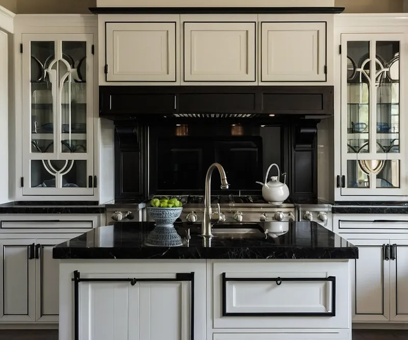 کابینت سفید با نوار مشکی