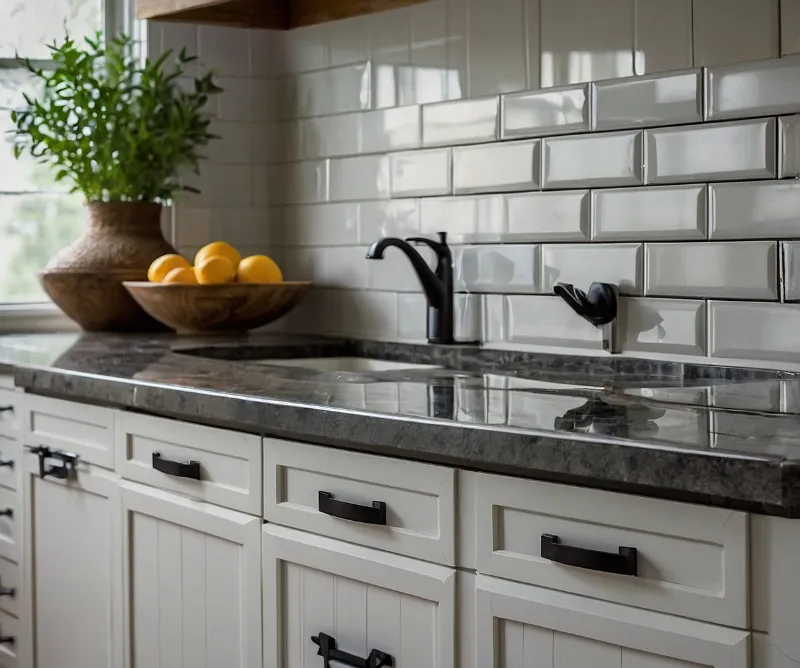 کابینت سفید دستگیره مشکی