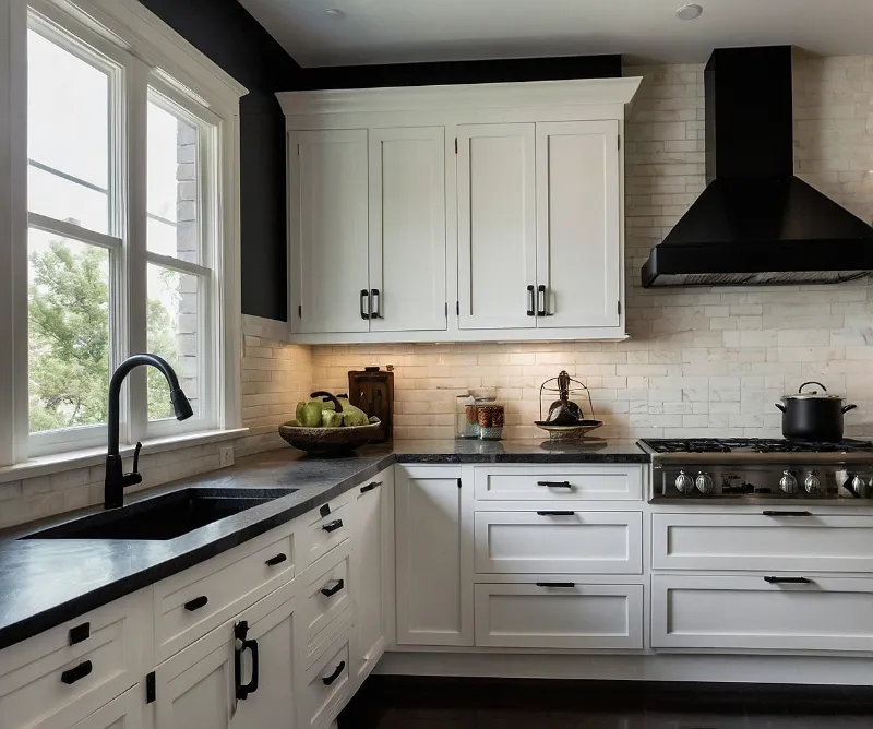 کابینت سفید دستگیره مشکی