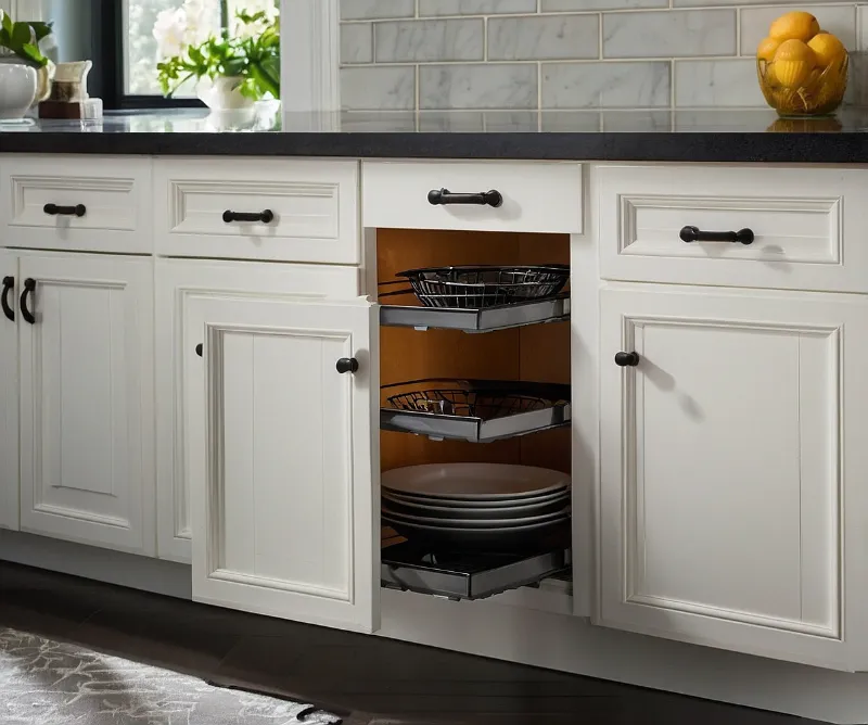 کابینت سفید دستگیره مشکی