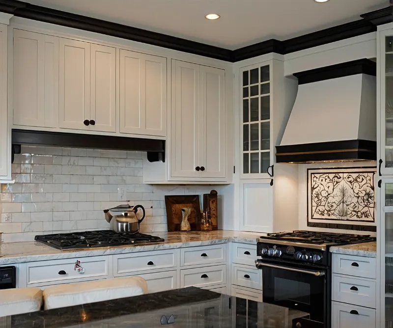 کابینت سفید دور مشکی