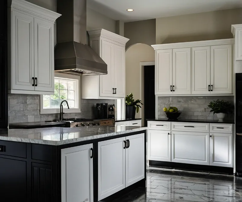 کابینت سفید دور مشکی