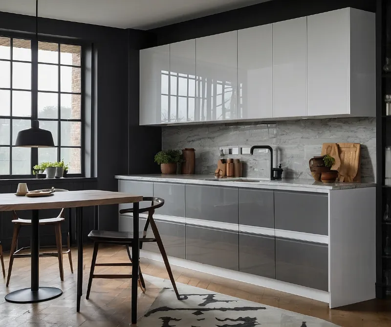 کابینت سفید طوسی بدون دستگیره (4)