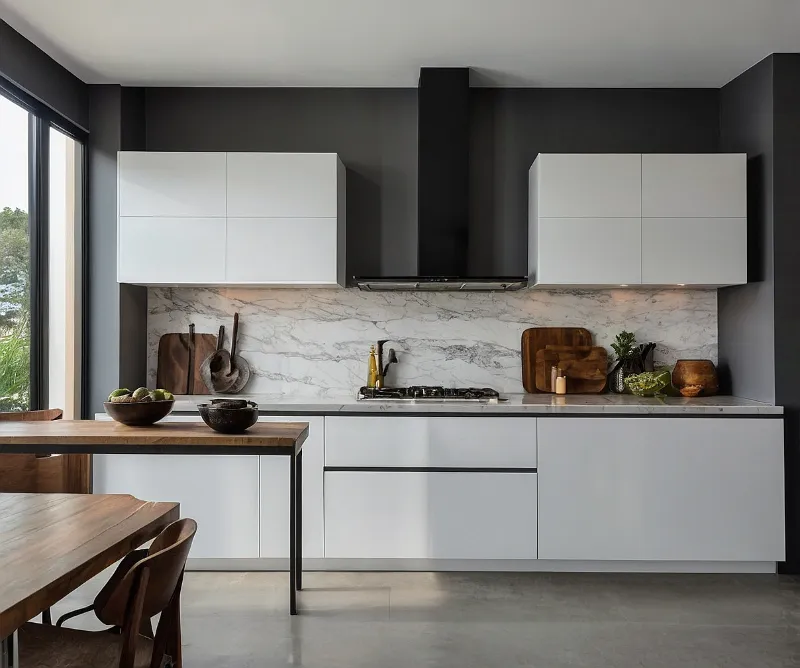 کابینت سفید طوسی بدون دستگیره