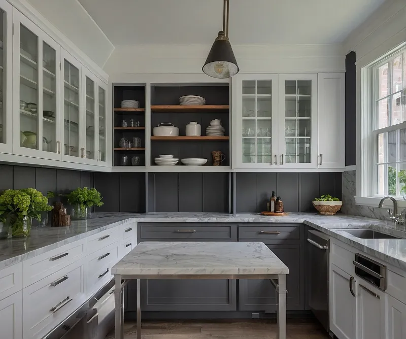 کابینت سفید طوسی مات