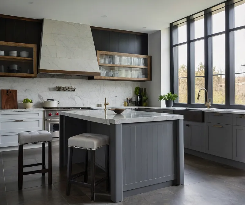 کابینت سفید طوسی مات