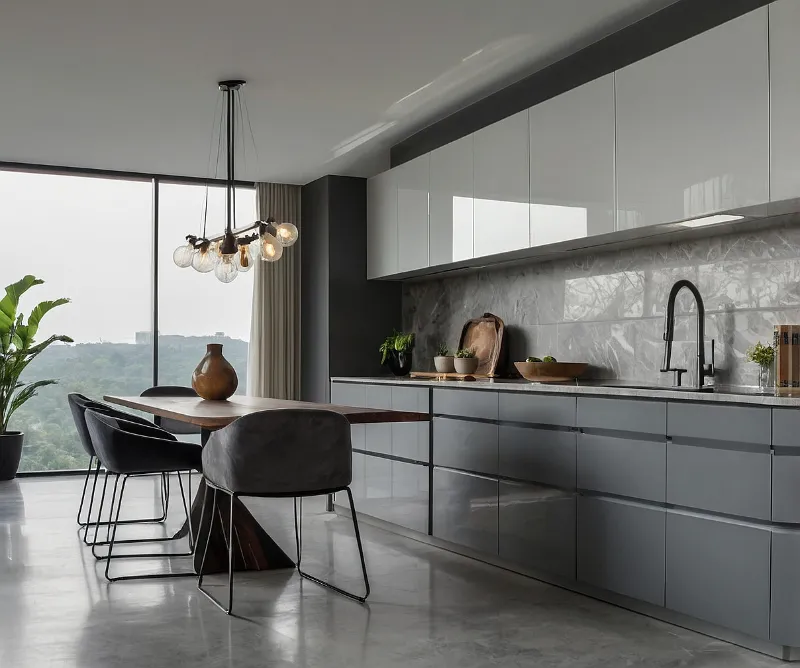 کابینت سفید طوسی مدرن