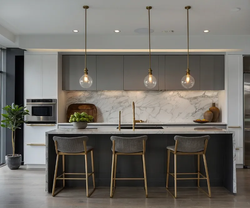 کابینت سفید طوسی مدرن