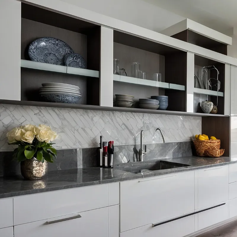 کابینت سفید طوسی مدرن