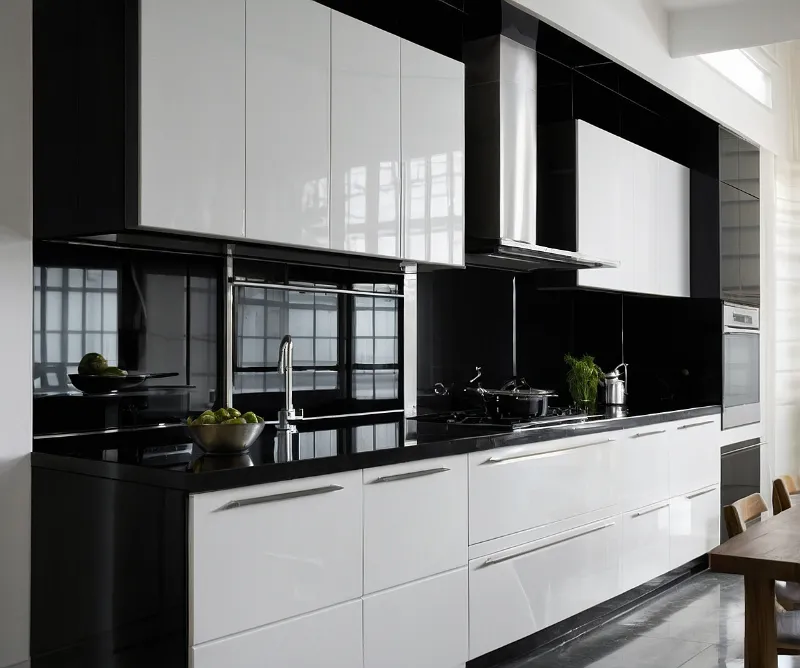 کابینت سفید مشکی براق