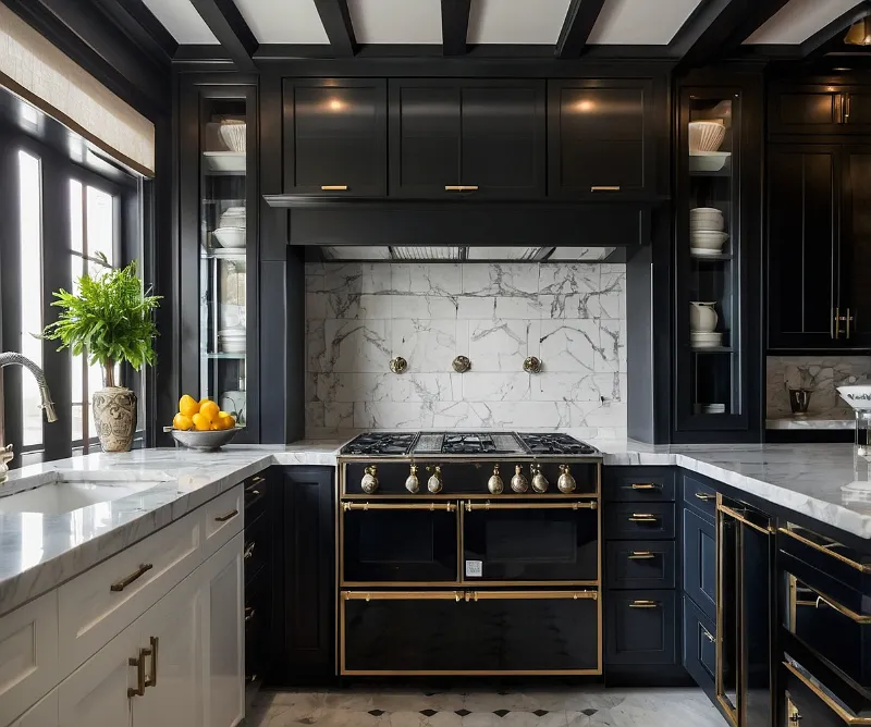 کابینت سفید مشکی مات