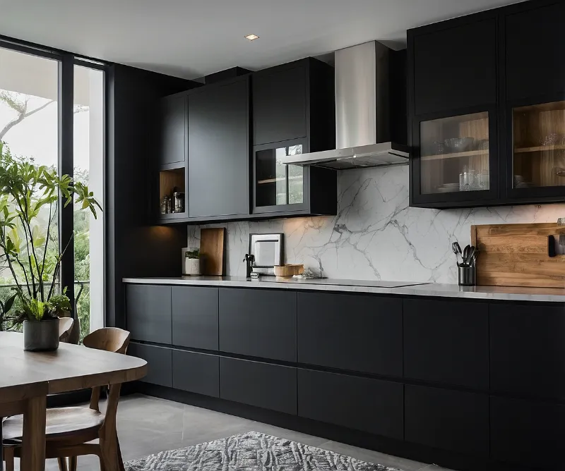 کابینت سفید مشکی مات