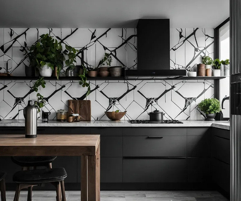 کابینت سفید مشکی مات