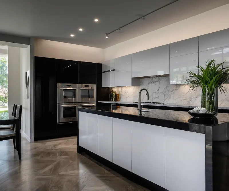 کابینت سفید مشکی مدرن