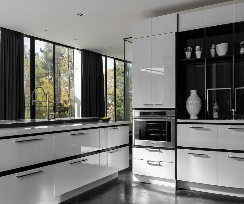 کابینت سفید مشکی مدرن