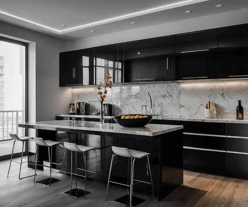 کابینت سفید مشکی مدرن