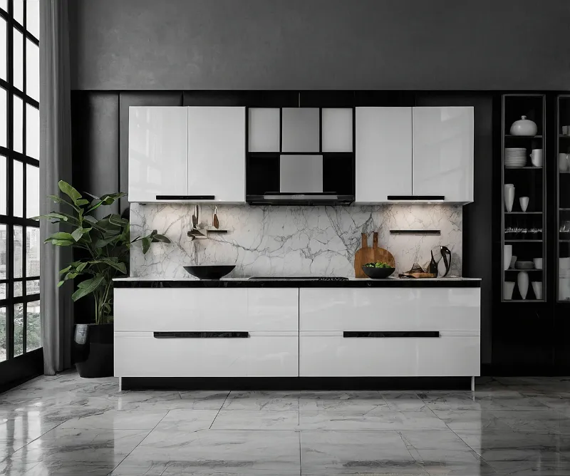 کابینت سفید مشکی های گلاس