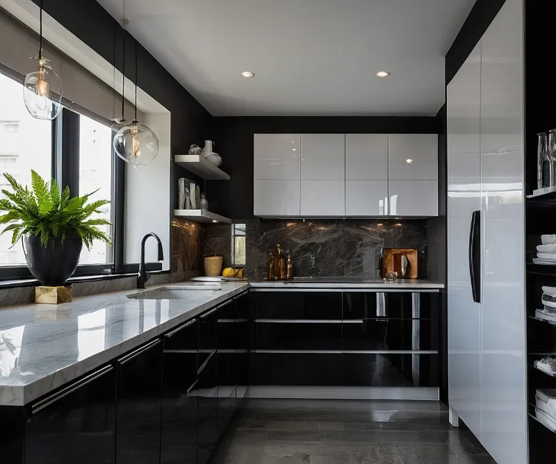 کابینت سفید مشکی های گلاس