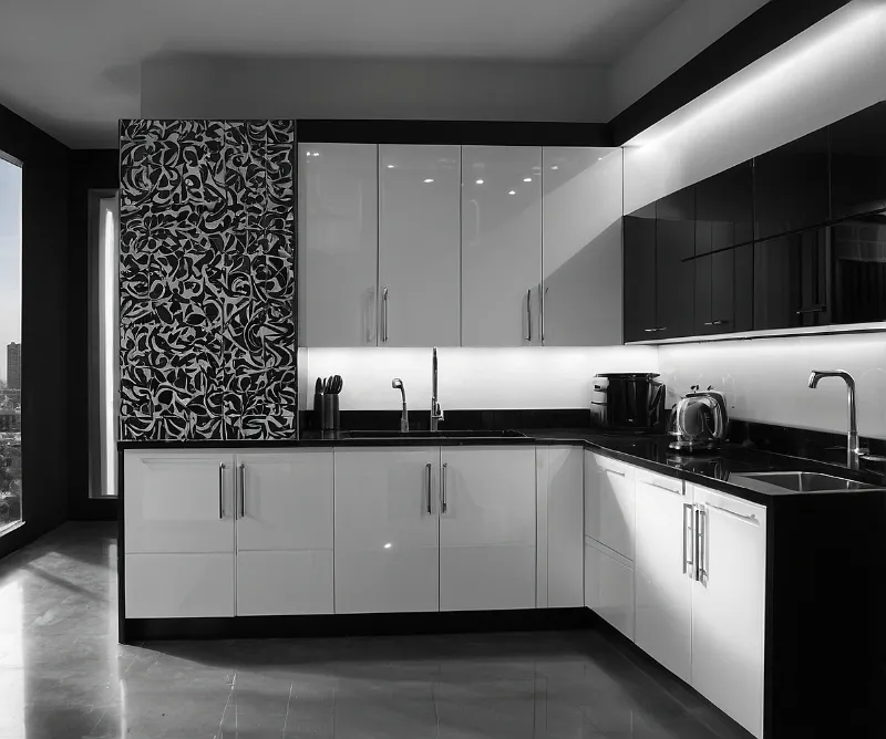 کابینت سفید مشکی هایگلاس