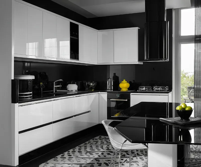 کابینت سفید مشکی هایگلاس