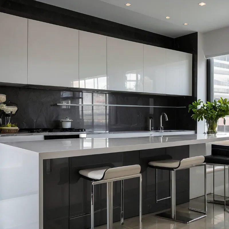 کابینت های گلاس سفید طوسی