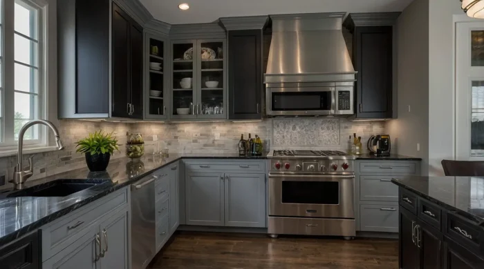 بنر کابینت طوسی مشکی