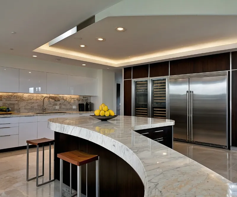 کابینت جزیره میز ناهار خوری منحنی و مدرن