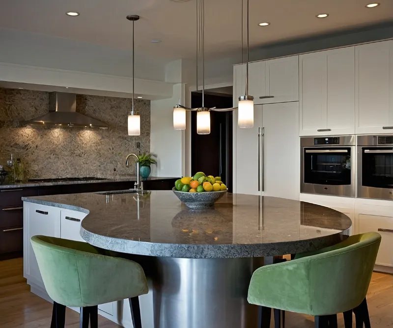 کابینت جزیره میز ناهار خوری منحنی و مدرن