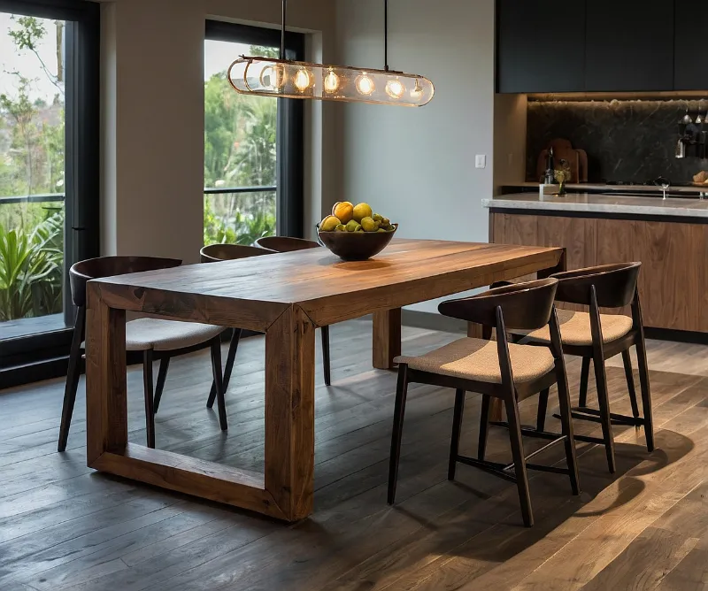 کابینت جزیره میز ناهار خوری چوبی ساده