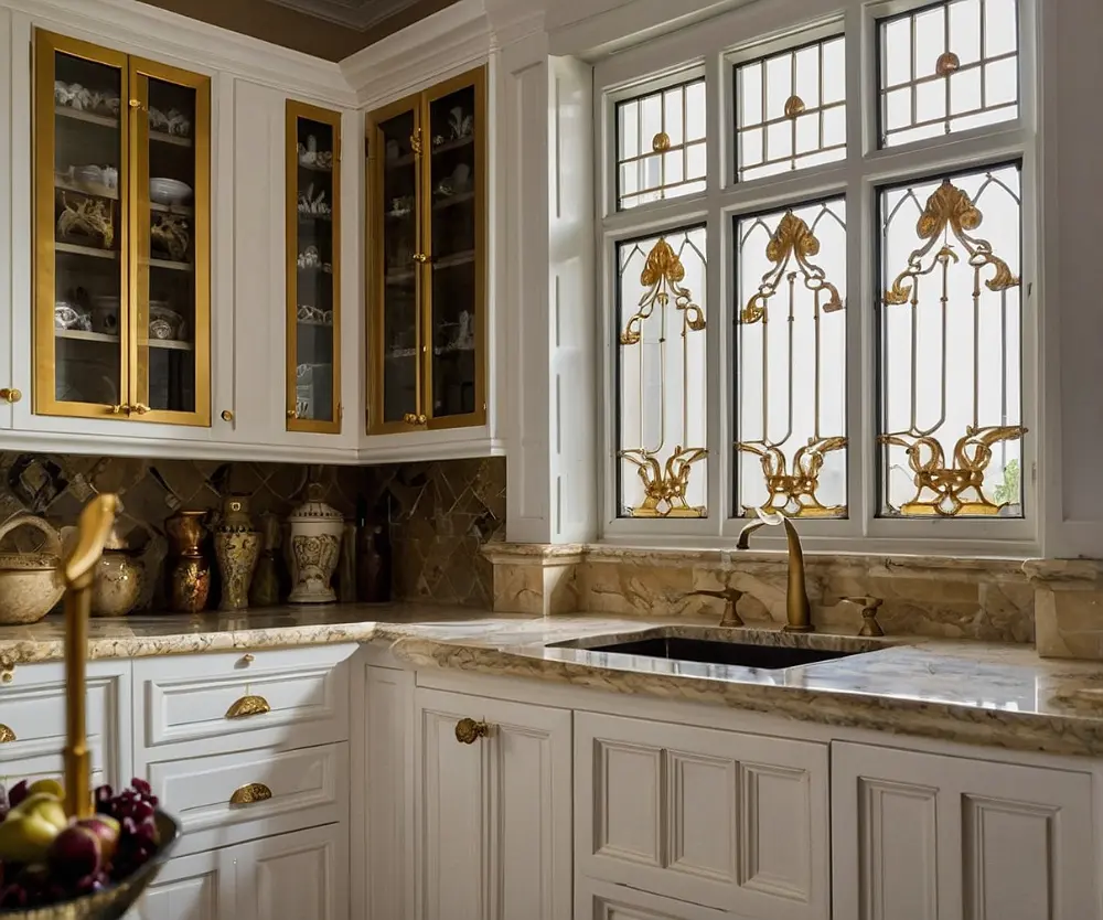 کابینت رومی سفید طلایی