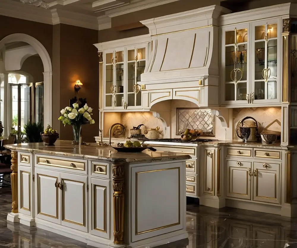 کابینت رومی سفید طلایی