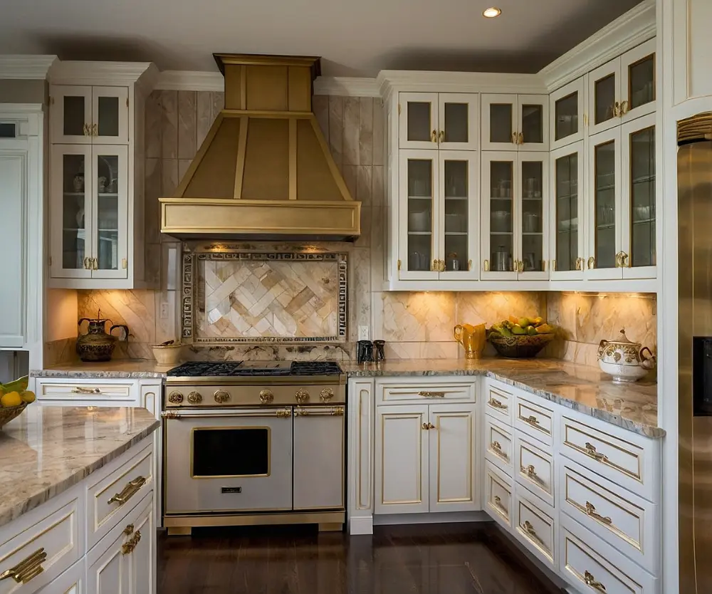 کابینت رومی سفید طلایی