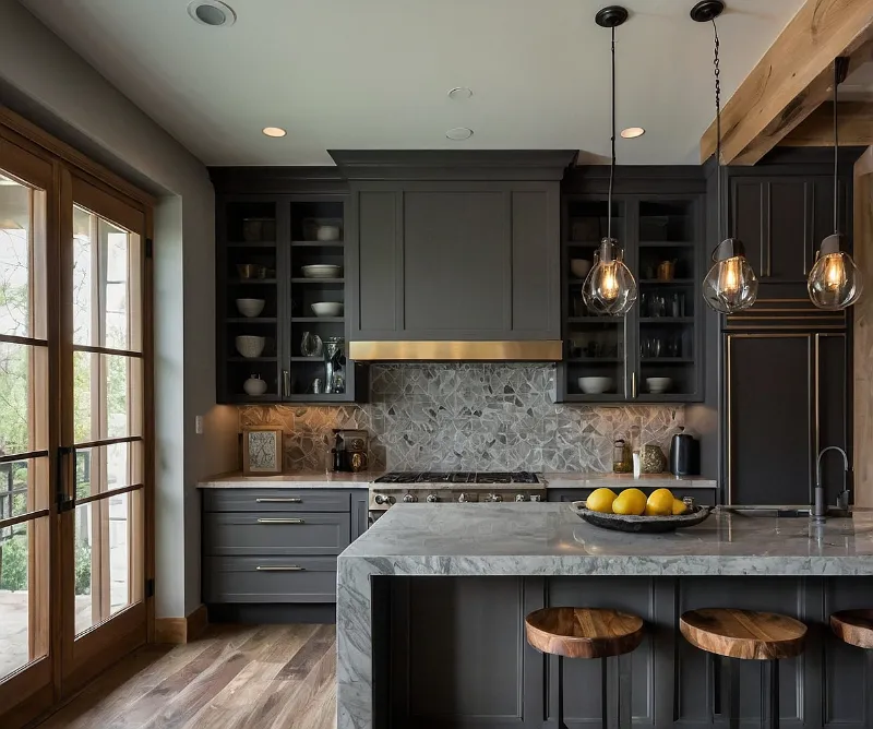 کابینت طوسی و چوب