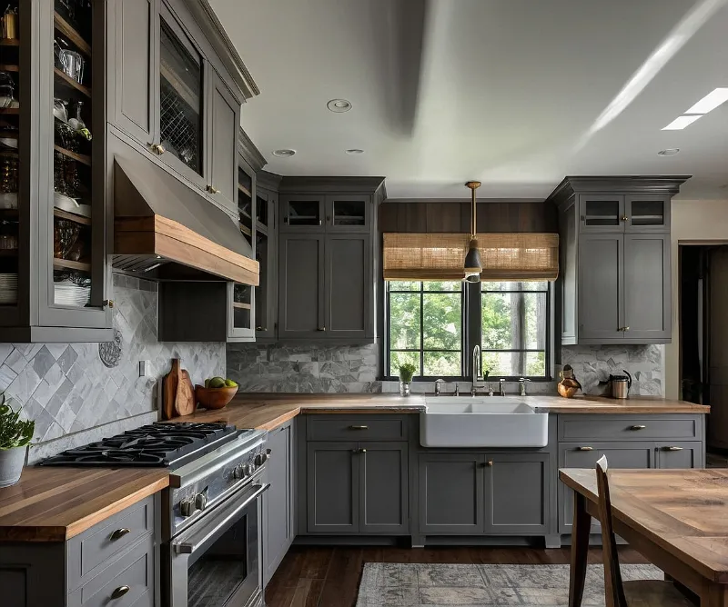 کابینت نئوکلاسیک طوسی و چوب