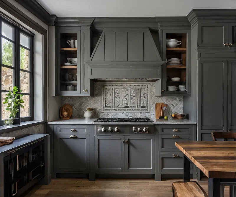 کابینت نئوکلاسیک طوسی و چوب