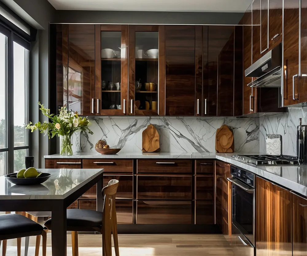 کابینت هایگلاس طرح چوب