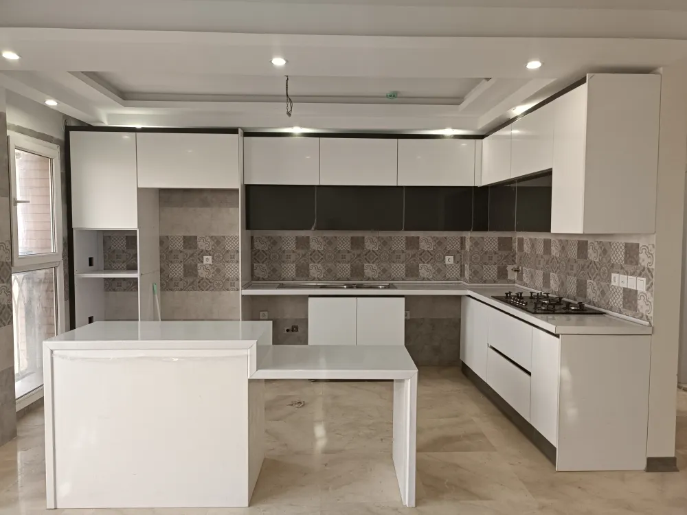 کابینت پله ای سفید طوسی