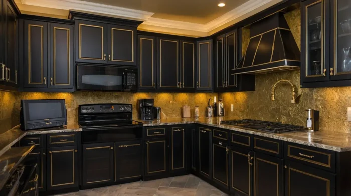 بنر کابینت مشکی طلایی