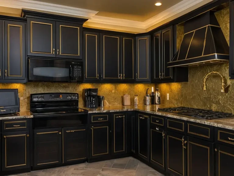 بنر کابینت مشکی طلایی