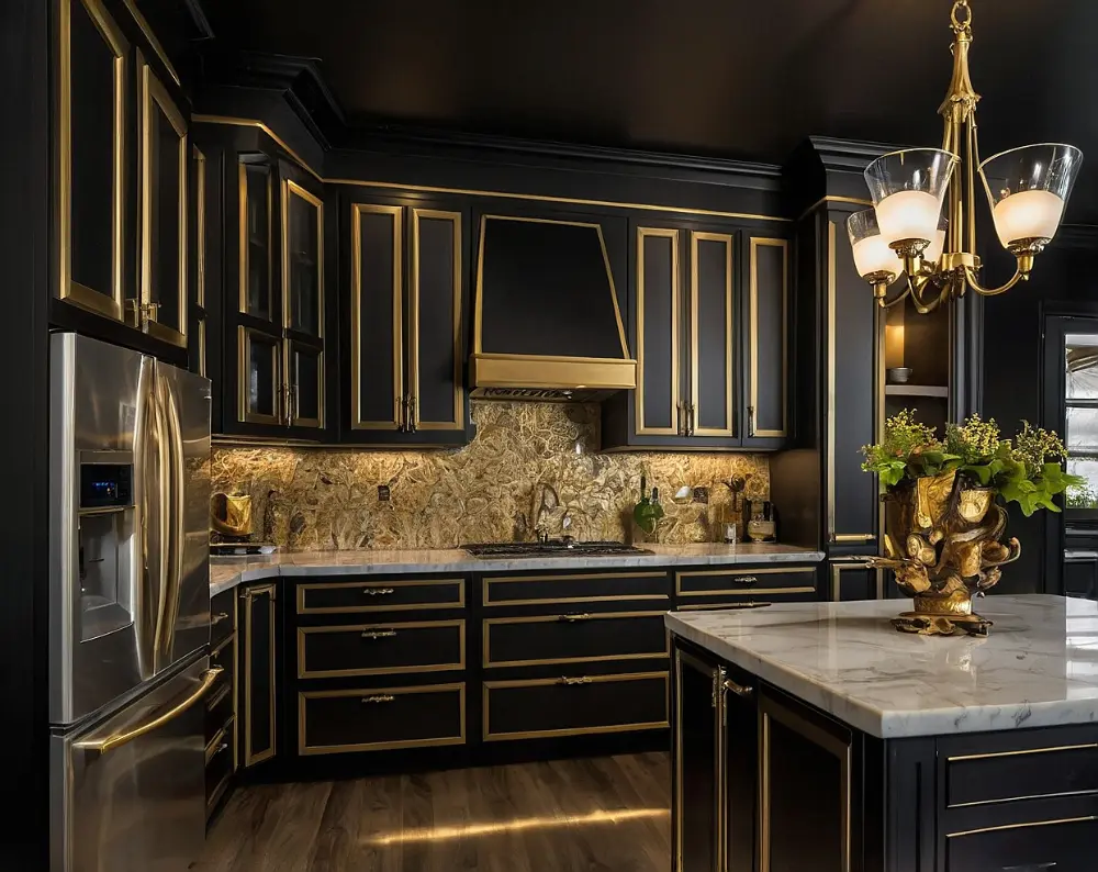 عکس کابینت مشکی طلایی (2) عکس کابینت مشکی طلایی