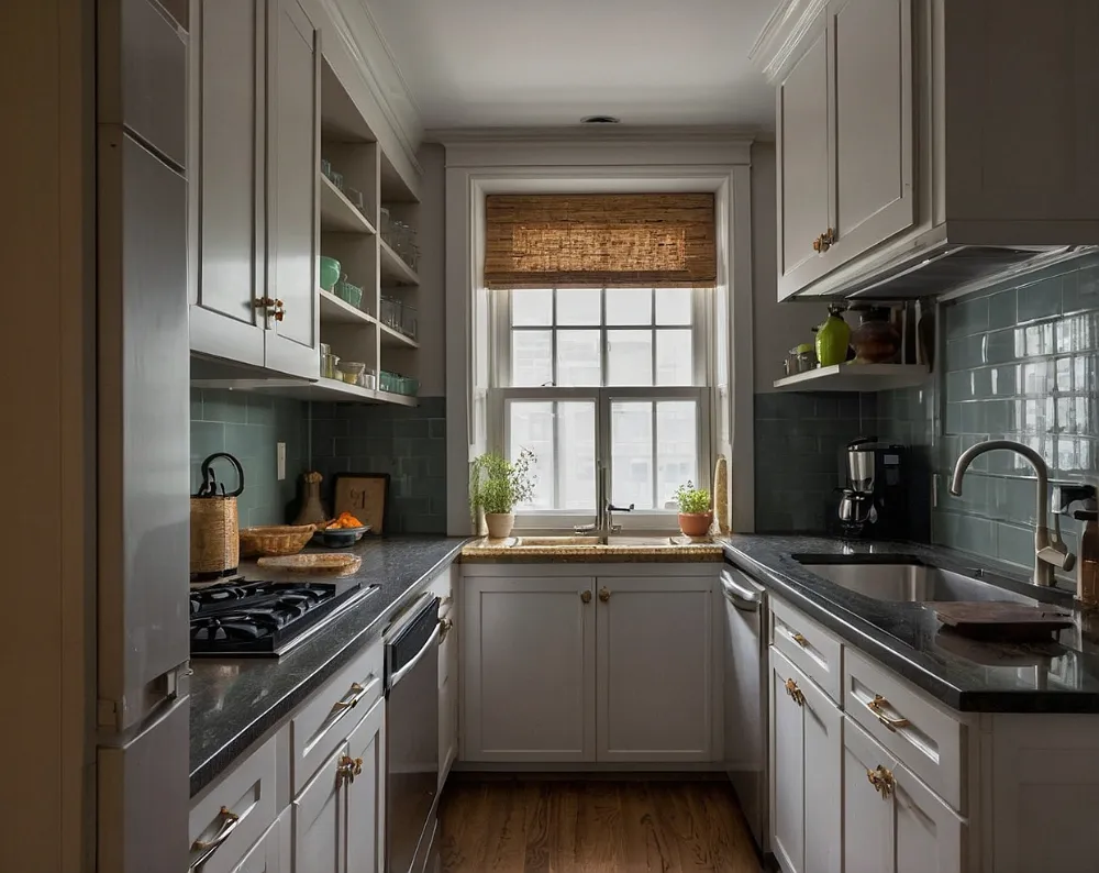 کابینت آشپزخانه کوچک بدون اپن دوطرفه