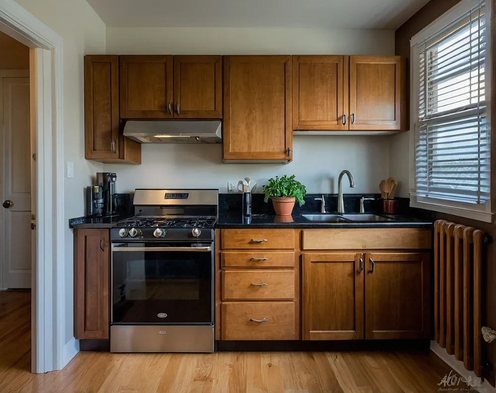 کابینت آشپزخانه کوچک بدون اپن چوبی