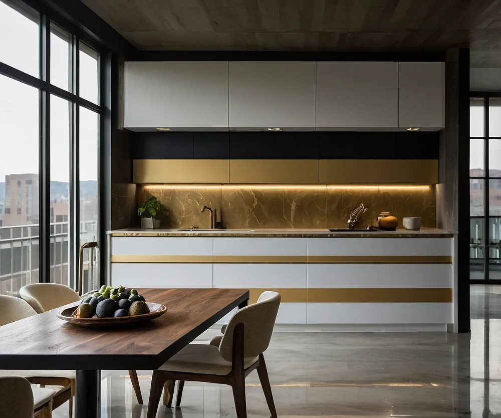 کابینت انزو سفید طلایی