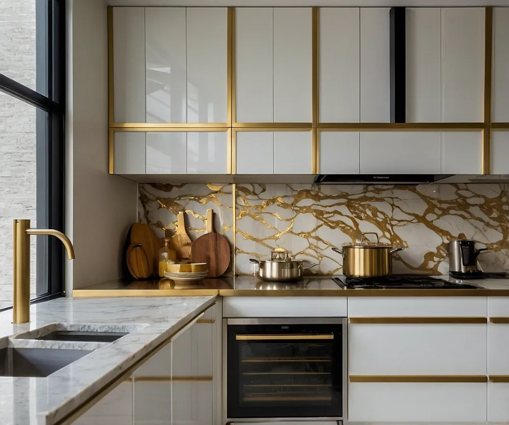 کابینت انزو سفید طلایی